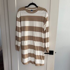 Old Navy Tan and White Striped dress